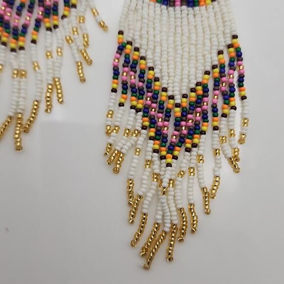 Rainbow Boho Beaded Earrings - Picture 6 of 8